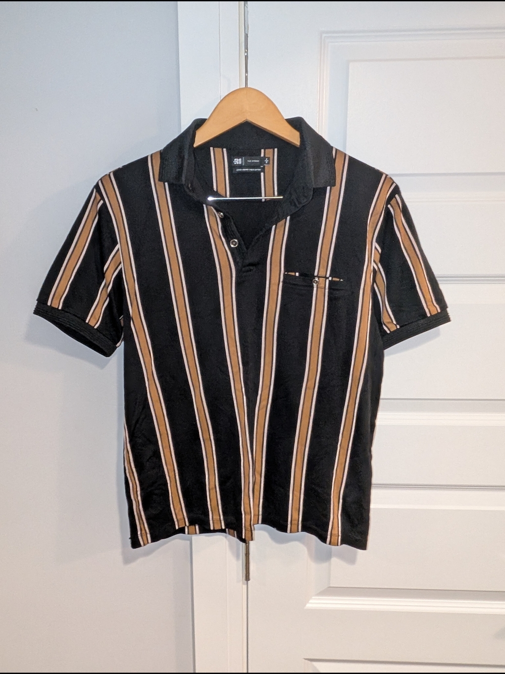 Black & Tan Striped Short-Sleeve Polo Shirt